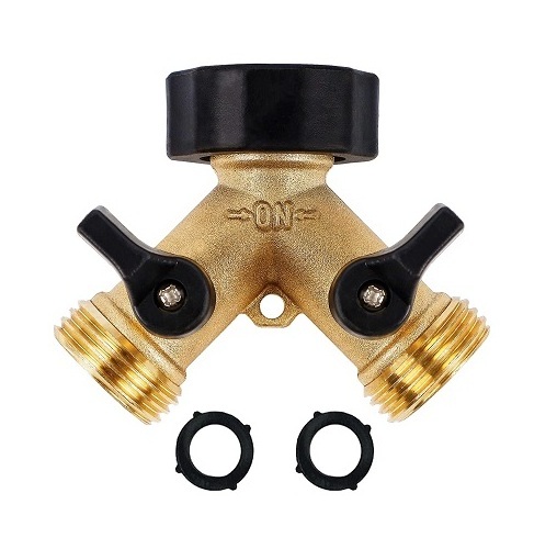 In Stock Garden 3/4 in Brass hose tap connector Hose Y Splitter 2 ways shut off valve