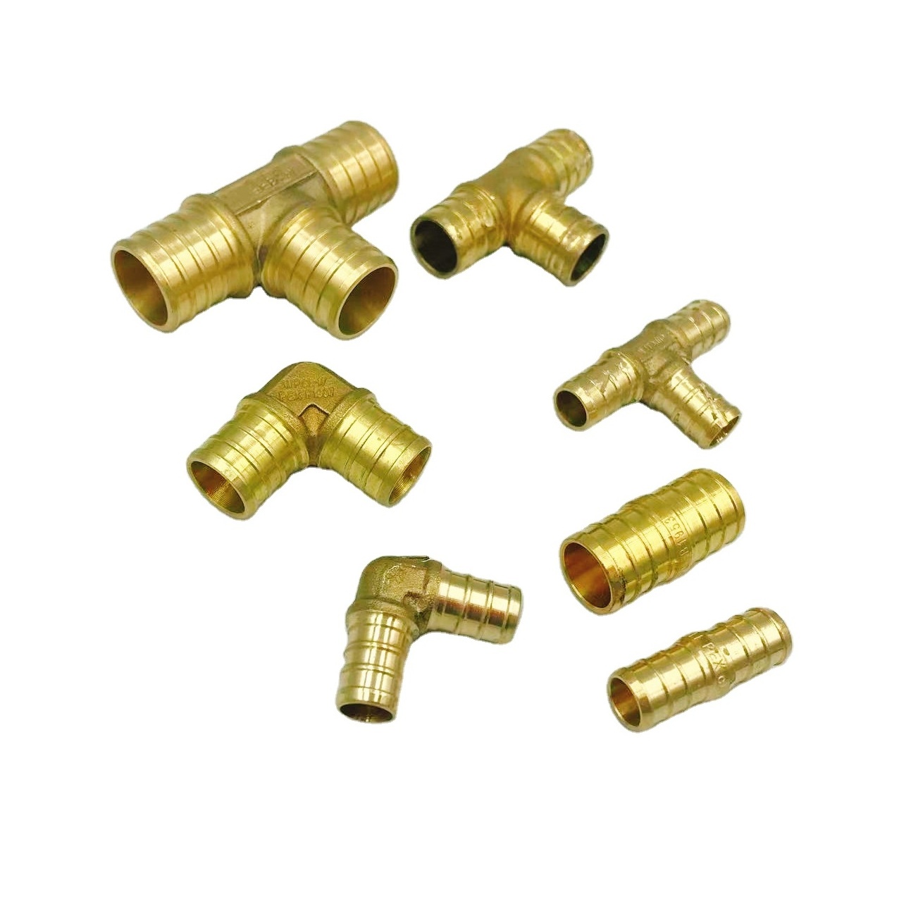 China 90 degree brass elbow tee coupling pex barbed fitting for pex al pex a b c pipe