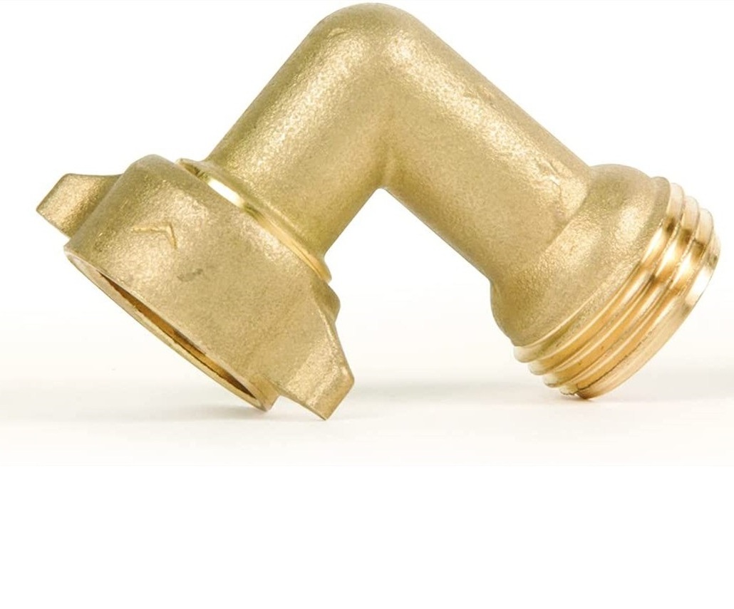 90 Degree Garden Hose Elbow Adapter Solid Brass Fittings RV Accessories for Outside Water Faucet 3/4