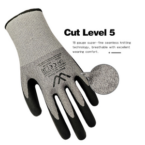 Wholesale 18 Gauge cut resistant gloves  High comfort and flexibility breathable safety gloves  cut level 5 with foam Nitrile