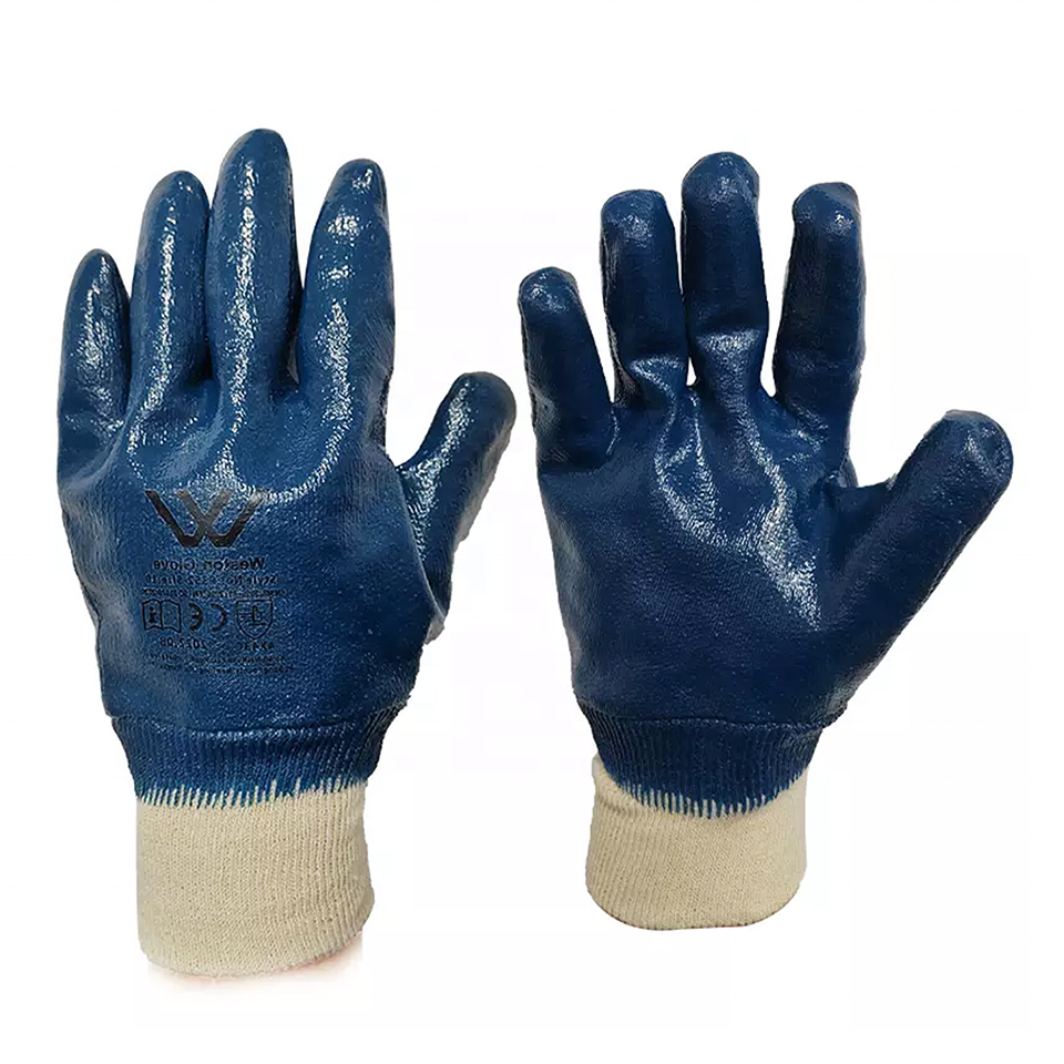 Oil Proof Working Gloves Full Coated Smooth Nitrile Prevents Water and Liquid Permeation Waterproof  Industrial Gloves