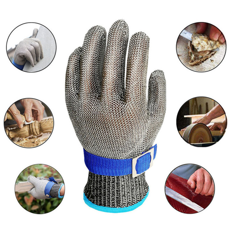 A9 Cut Resistant Glove Food Grade Stainless Steel Wire Mesh Metal Gloves Knife Cutting Gloves for Kitchen Butcher