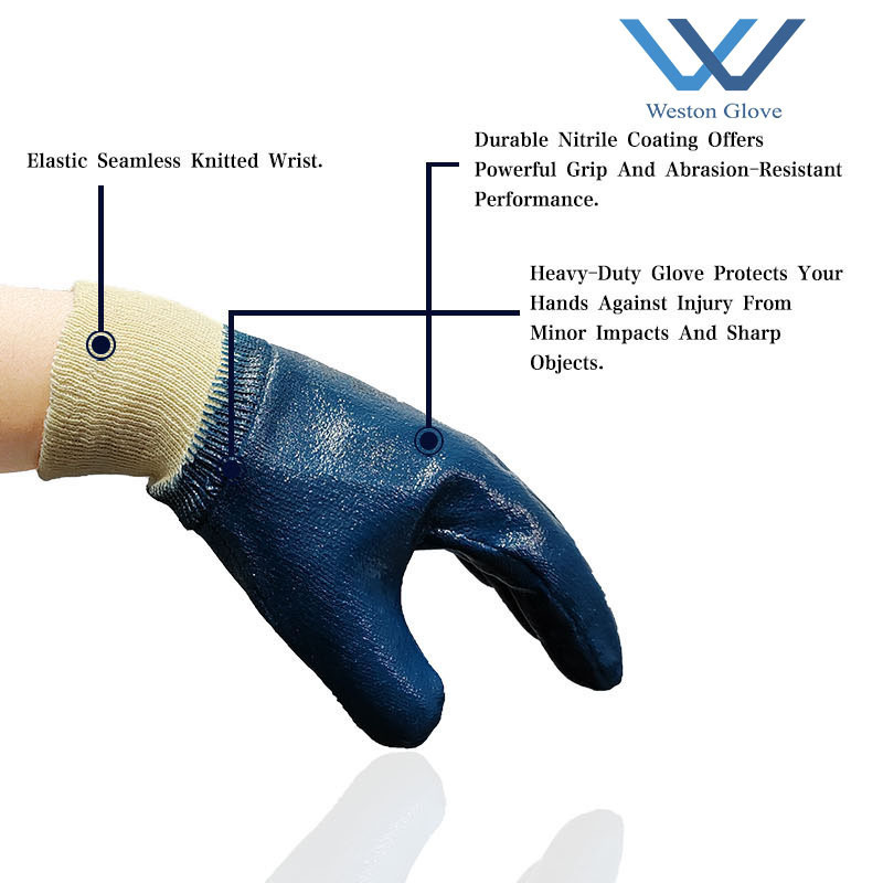 Oil Proof Working Gloves Full Coated Smooth Nitrile Prevents Water and Liquid Permeation Waterproof  Industrial Gloves