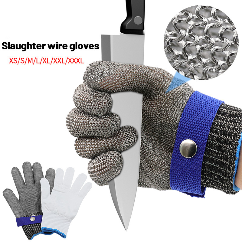 ANSI A9 Butcher anti cut stainless steel wire Protective Knife metal Hand Cut Resistant Wire Mesh Work safety gloves level 5