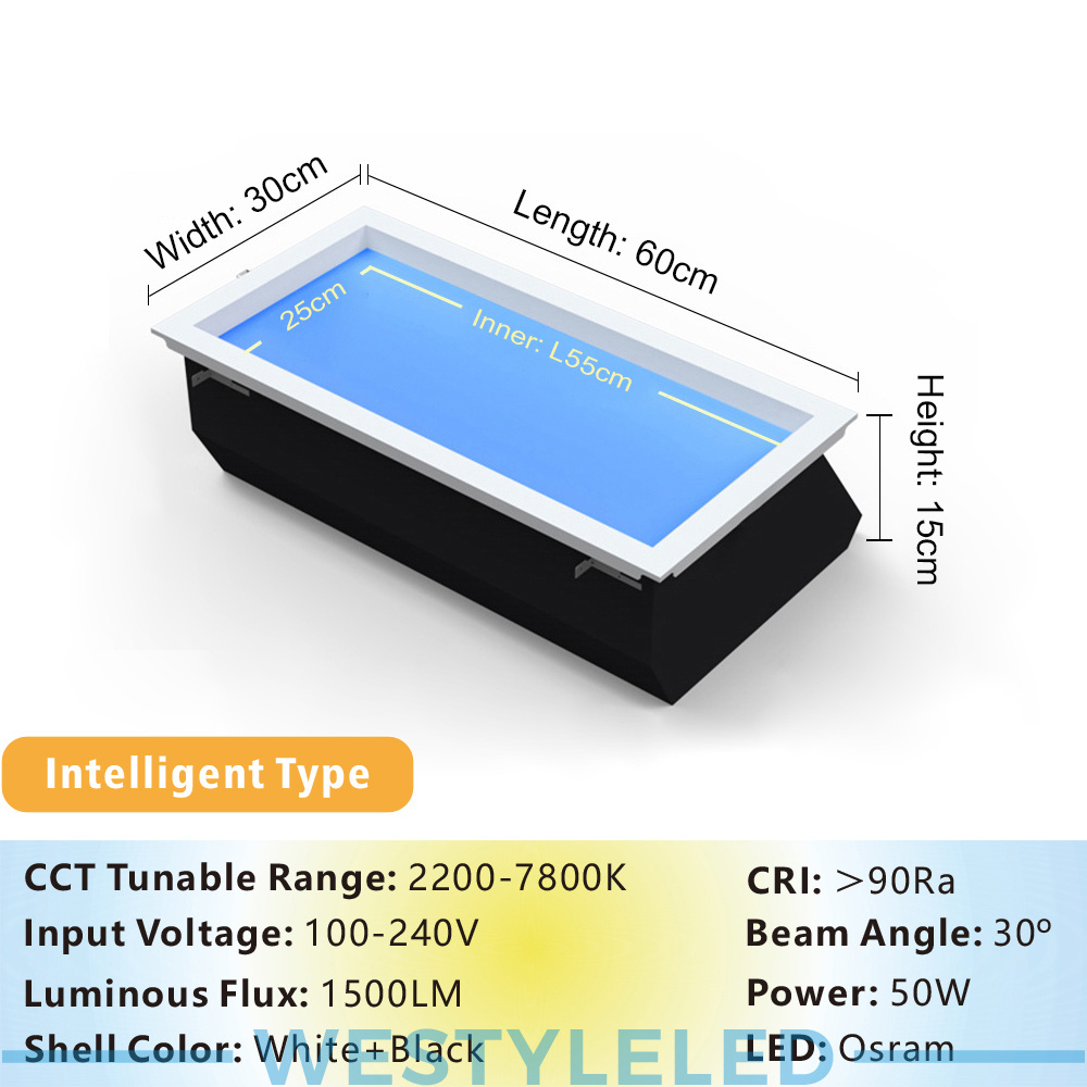 Artificial LED Skylight Blue Sky Ceiling Virtual Natural Sunlight LED Simulator 3060 Modern Healthy Panel Skylight