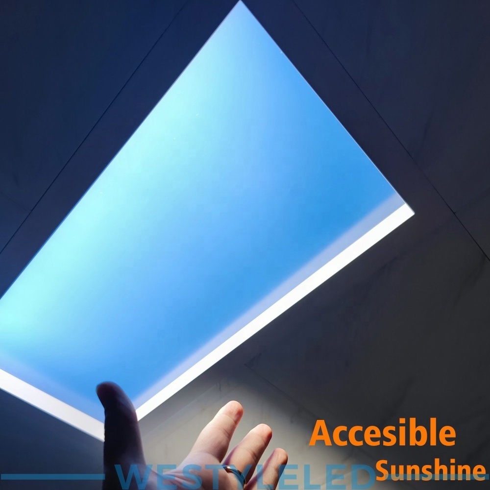 Westyle 600*1200mm Large Skylight LED Ceiling Panel Artificial Skylight Recessed Healthy Blur Sky Lighting