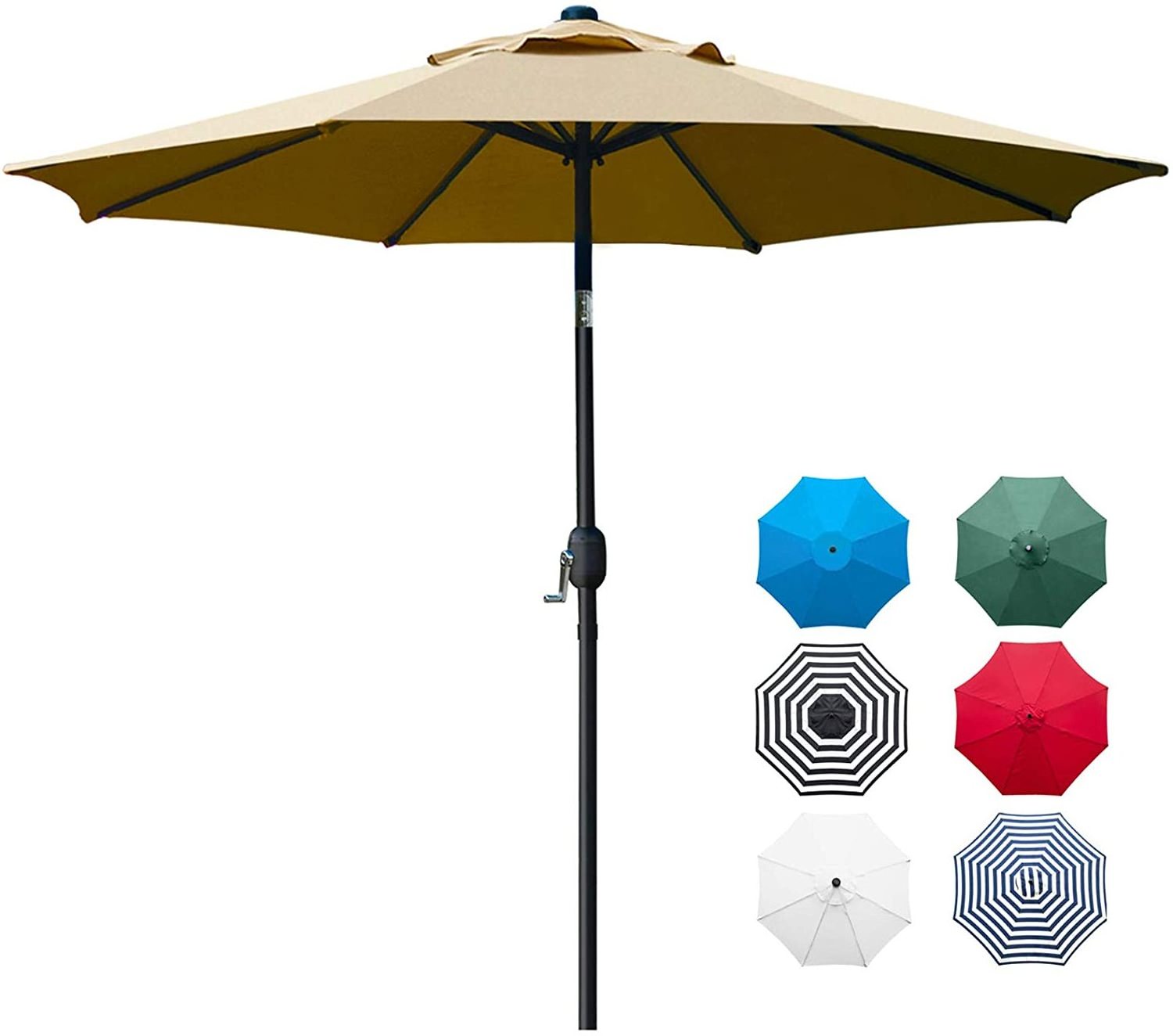 Wesunny Waterproof 9 Feet 8 Ribs Stand Patio Cafe Umbrella Outdoor For Restaurant