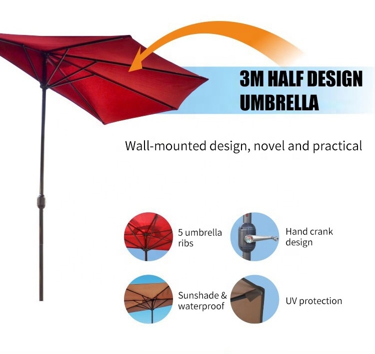 Wesunny Round Outdoor Half Wall Balcony Umbrella