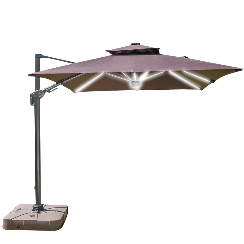 Wesunny Home Goods 10ft Outdoor Table Market Solar Powered Led Cantilever Patio Umbrella