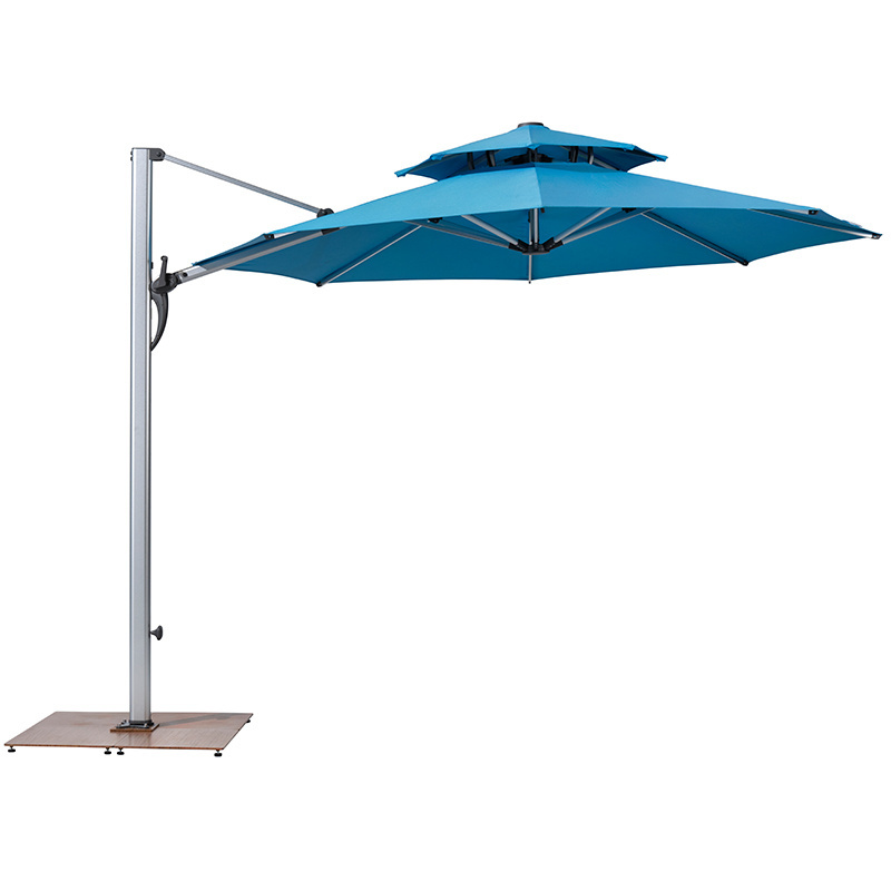 Wesunny Round Double Layer Patio Parasol Custom Outdoor Beach Umbrella For Restaurant