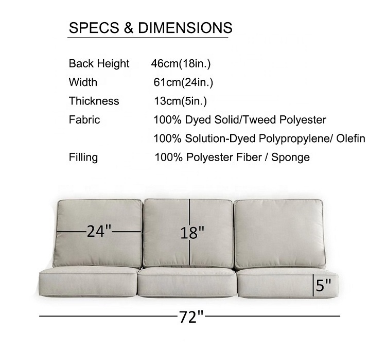 Outdoor Furniture Large Patio Replacements Wooden Seat Cushions for Sofa