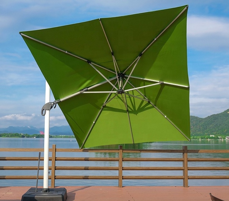 3Meter 8Ribs Green Huge Outdoor Cantilever Parasol Sun Umbrella For Garden