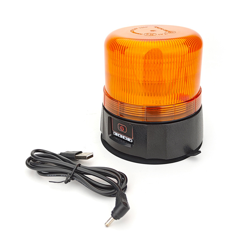 Wetech Portable LED Emergency Beacon Lamp Wireless Rechargeable Flashing Amber Revolving Warning Light With Magnetic base