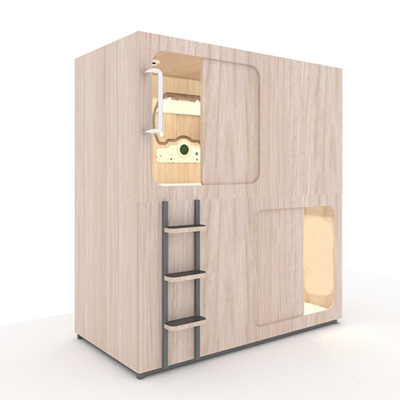 Space wood capsule hotel soundproof capsule bunk bed