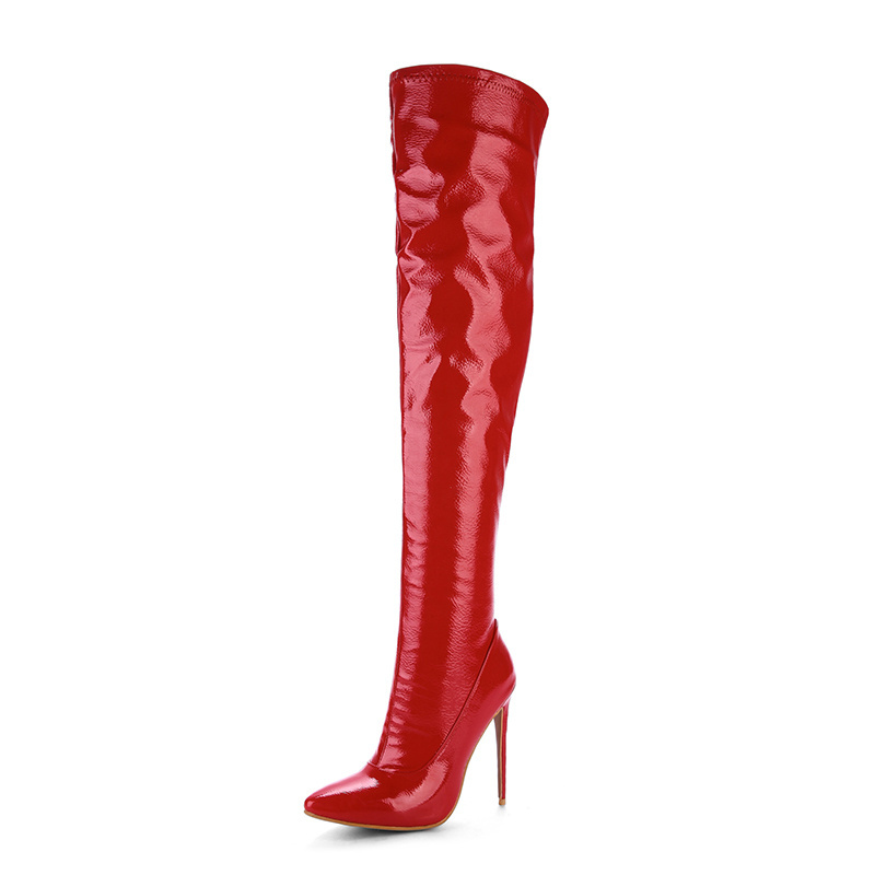 WETKISS OEM Shoes Big Size Ladies Winter Boots High Stiletto Heels Latex Fetish Boots Fashion Women Over Knee Thigh High Boots