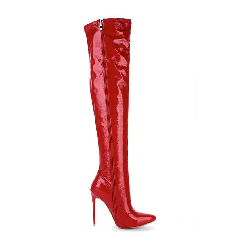 WETKISS OEM Shoes Big Size Ladies Winter Boots High Stiletto Heels Latex Fetish Boots Fashion Women Over Knee Thigh High Boots