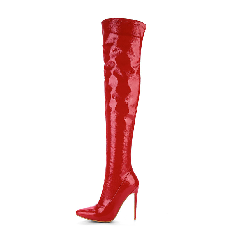 WETKISS OEM Shoes Big Size Ladies Winter Boots High Stiletto Heels Latex Fetish Boots Fashion Women Over Knee Thigh High Boots