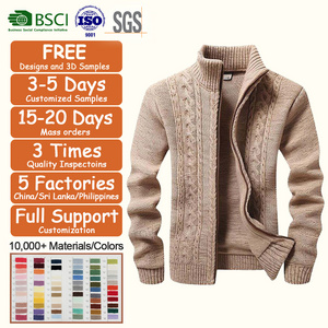 2023 Custom Clothing Manufacturers Knit Casual Slim Plus Size Men's Sweaters Wool Fit Zip Up Long Sleeve Men Cardigan Sweater