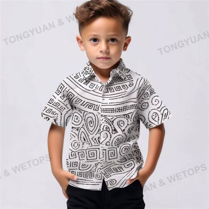 New Arrivals Polynesian Tatau Tribal Design Samoan Boy Shirt High Quality Polyester Cotton Super Soft Kids Tops Shirts Drop Ship