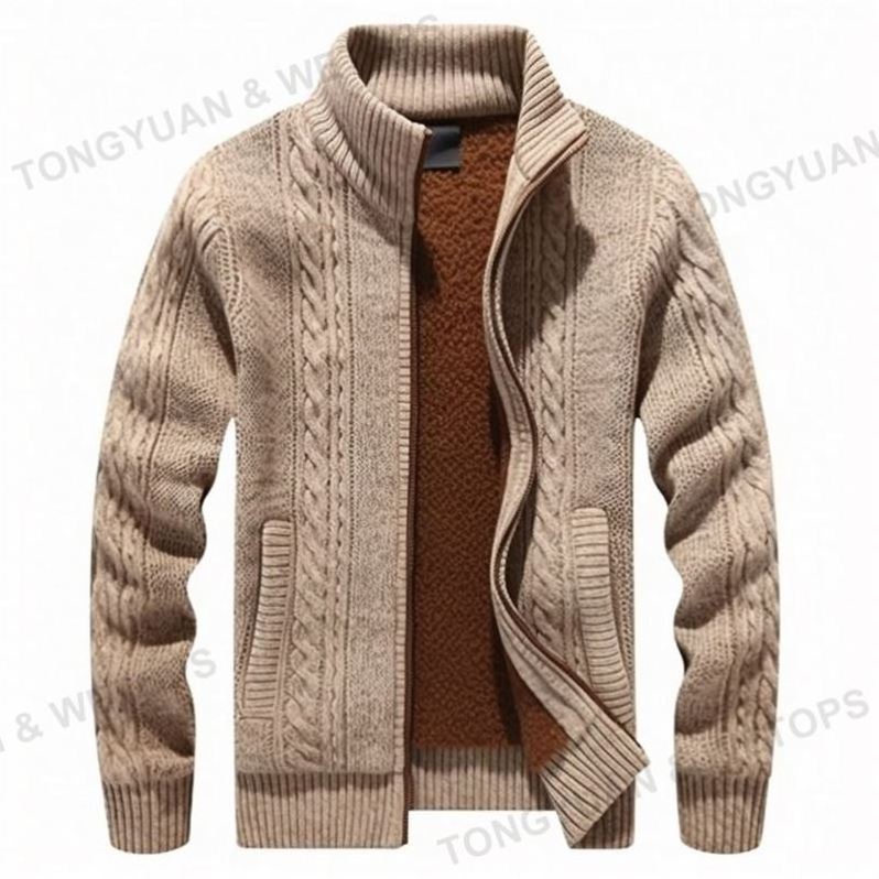 2023 Custom Clothing Manufacturers Knit Casual Slim Plus Size Men's Sweaters Wool Fit Zip Up Long Sleeve Men Cardigan Sweater