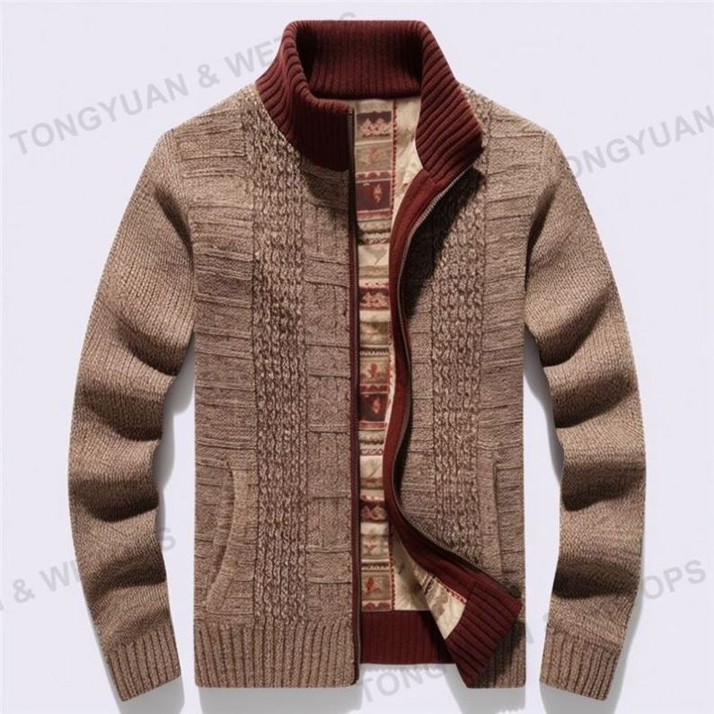 2023 Custom Clothing Manufacturers Knit Casual Slim Plus Size Men's Sweaters Wool Fit Zip Up Long Sleeve Men Cardigan Sweater