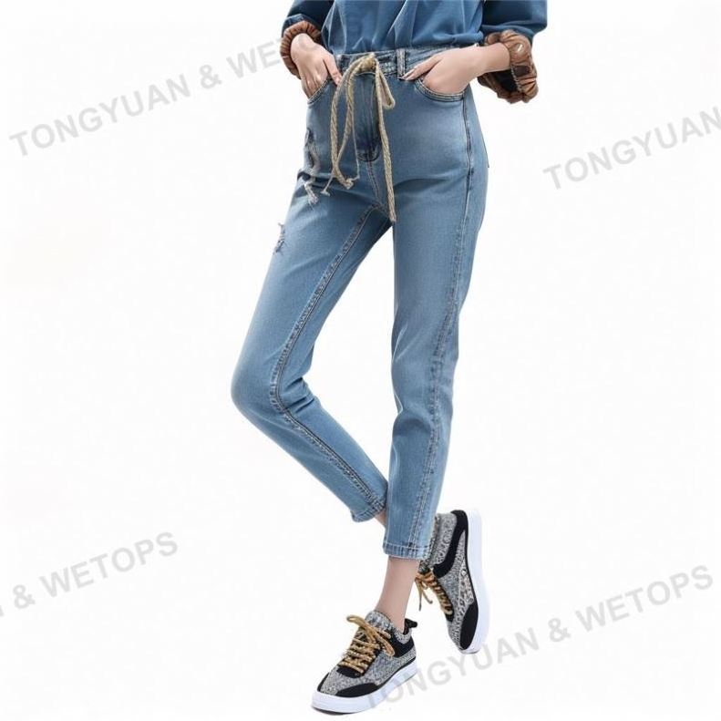 Custom Pants Women's Jeans High Quality Stretchy Denim Pants Casual Retro Washed Elastic Pencil Trousers