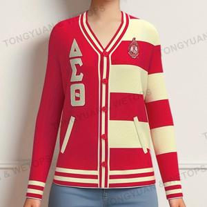 BSCI Clothing Factories In China Delta | Sigma | Theta Embroidery Ladies | Sorority Embroidered Color Block Stripe Women Sweater