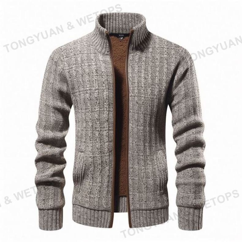 2023 Custom Clothing Manufacturers Knit Casual Slim Plus Size Men's Sweaters Wool Fit Zip Up Long Sleeve Men Cardigan Sweater