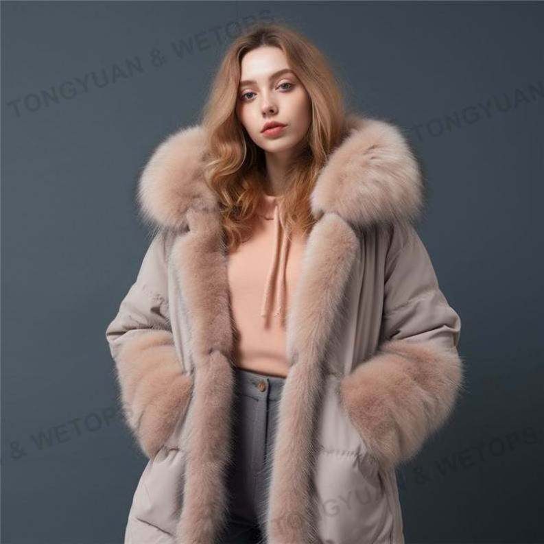 Customize Clothing With Your Logo 2024 Women For Coat With Big Fur Removeable Hooded Wholesale Coat winter clothes for women