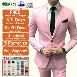 Men's 2 Pieces Set Casual Fashion Luxurious Business Men's Suit For Wedding Party Tuxedos Slim Fit Lapel Pink Suit Costume Homme