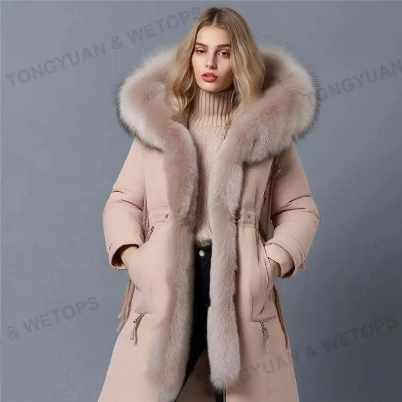 Customize Clothing With Your Logo 2024 Women For Coat With Big Fur Removeable Hooded Wholesale Coat winter clothes for women