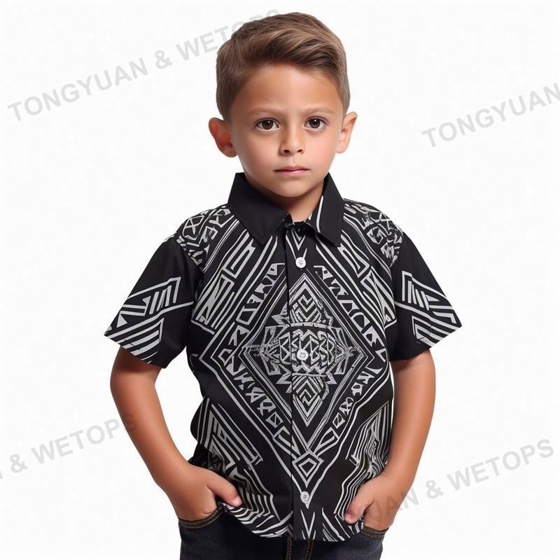 New Arrivals Polynesian Tatau Tribal Design Samoan Boy Shirt High Quality Polyester Cotton Super Soft Kids Tops Shirts Drop Ship