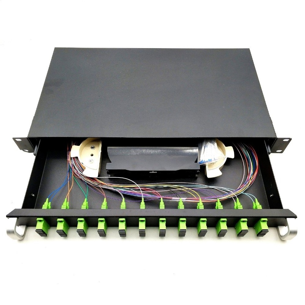 Ftth Fiber Optic Patch Panel 19 inch 1U 2U 3U 4U odf fiber optic rack mount enclosure 12 24 48 96 144 port core