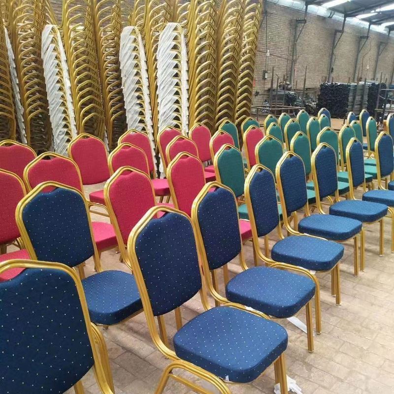 Hot sale cheap used restaurant gold color event wedding chair stackable metal banquet chair