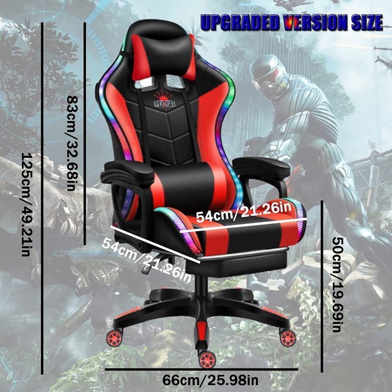 pink led rgb computer PC gamechair gaming pu leather gamer massage racing gaming chair with lights and speakers