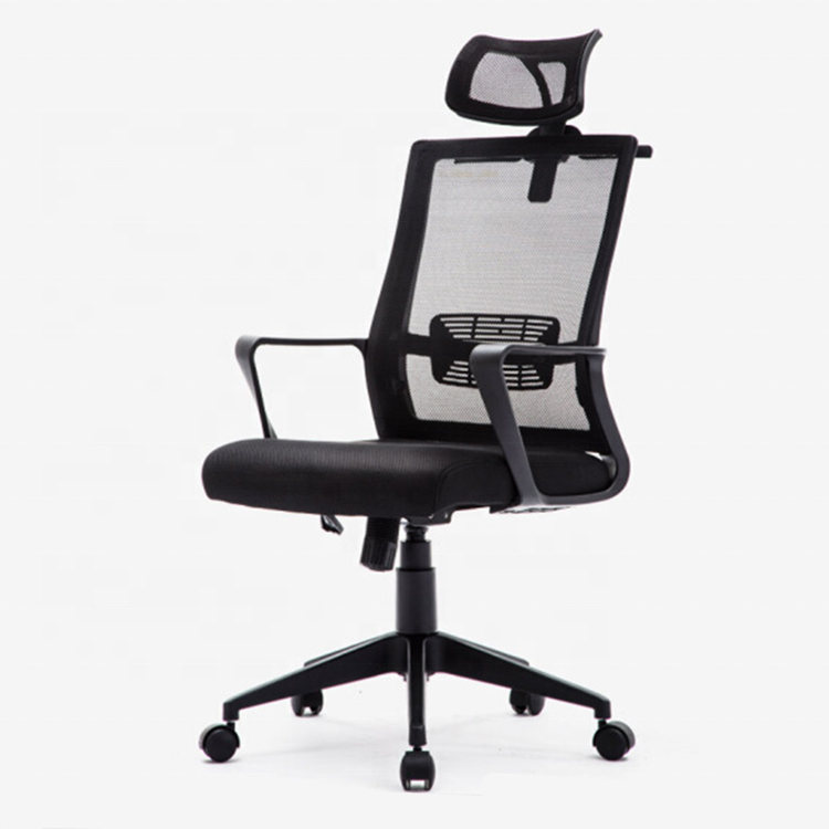 Ergonomic computer chair with headrest home breathable mesh fabric for sitting and reclining staff black office chair