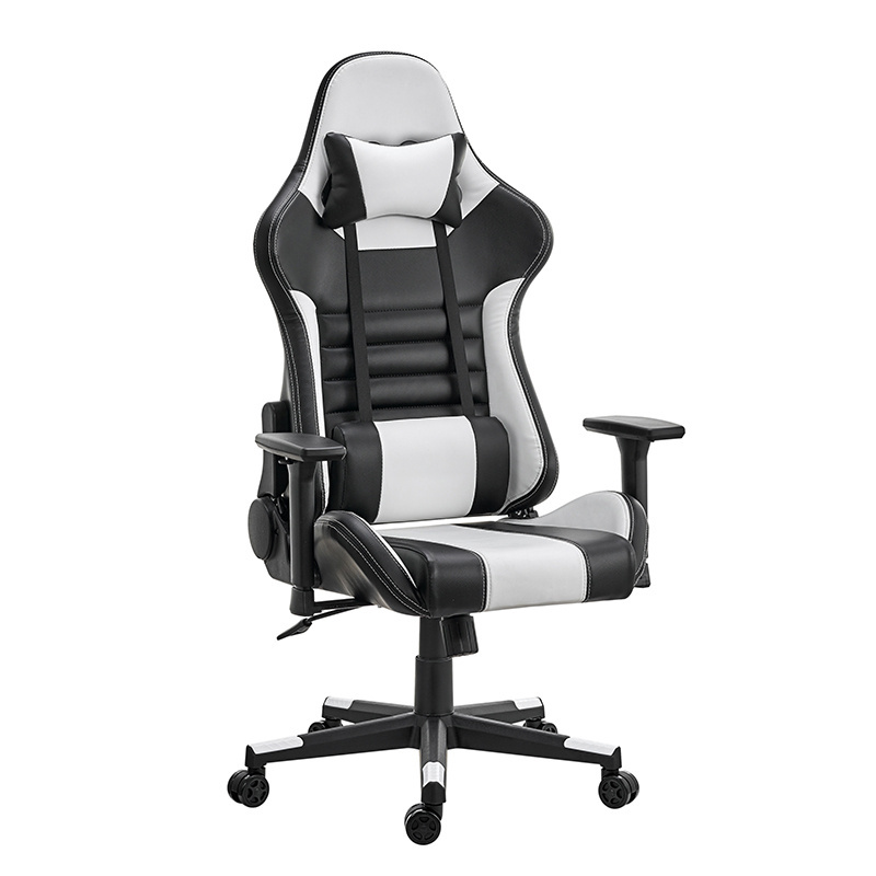 Gaming Chair Cheap Leather Fabric Pillow Reclining White PC Gamer Racing Style Office Computer Racing with Wheels