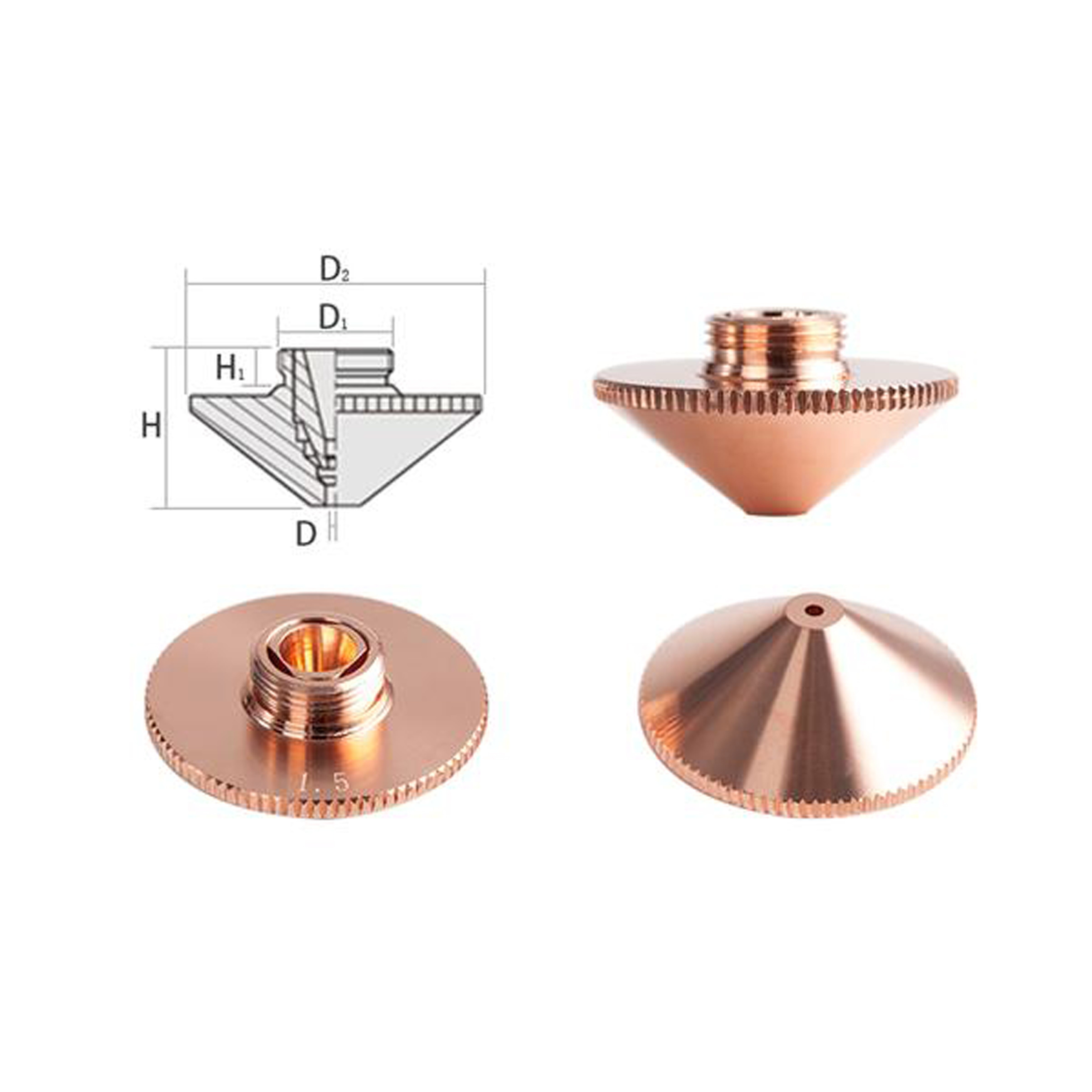 Dia 28mm OEM Fiber laser nozzle precitec copper single double layer laser nozzle for laser cutting machine