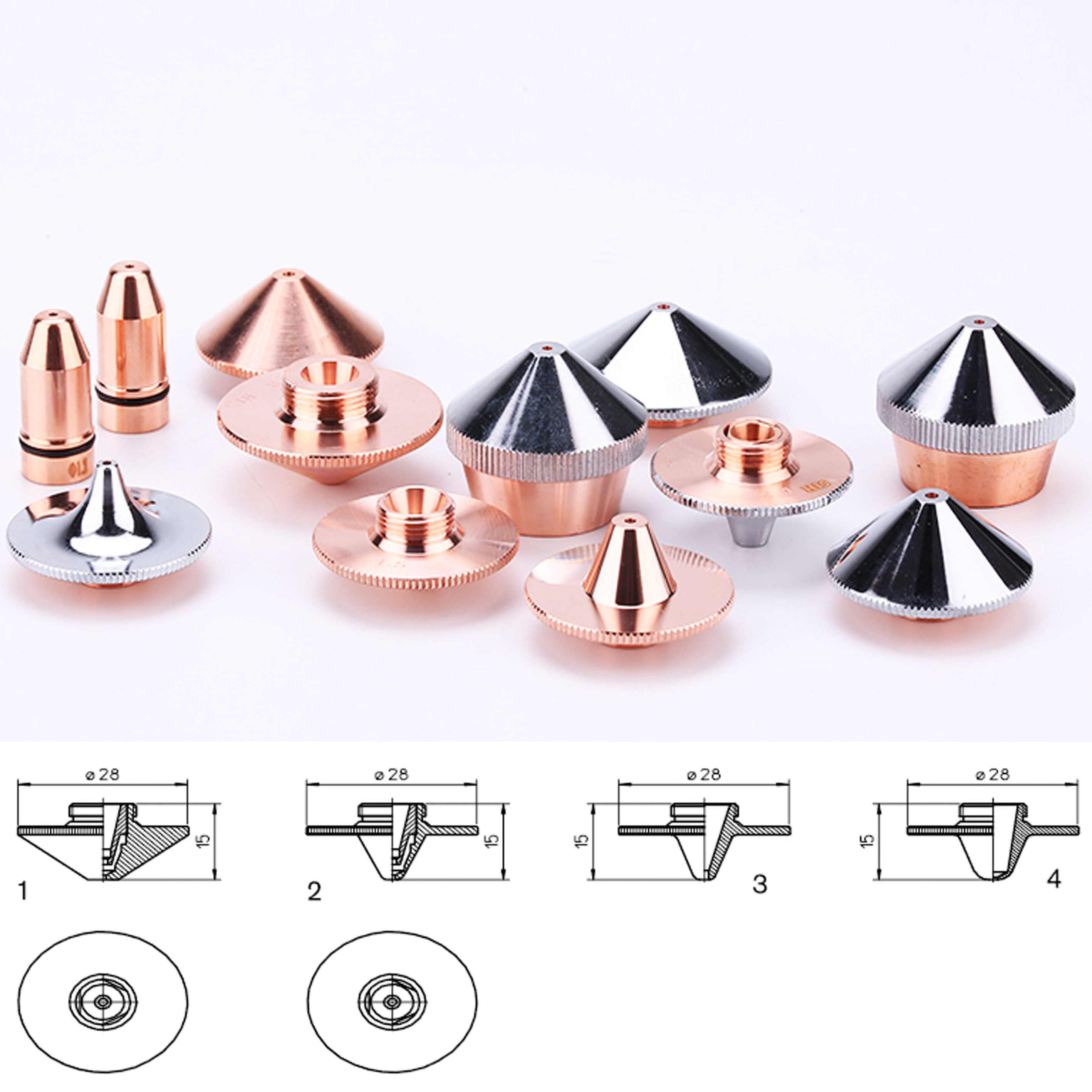 Dia 28mm OEM Fiber laser nozzle precitec copper single double layer laser nozzle for laser cutting machine