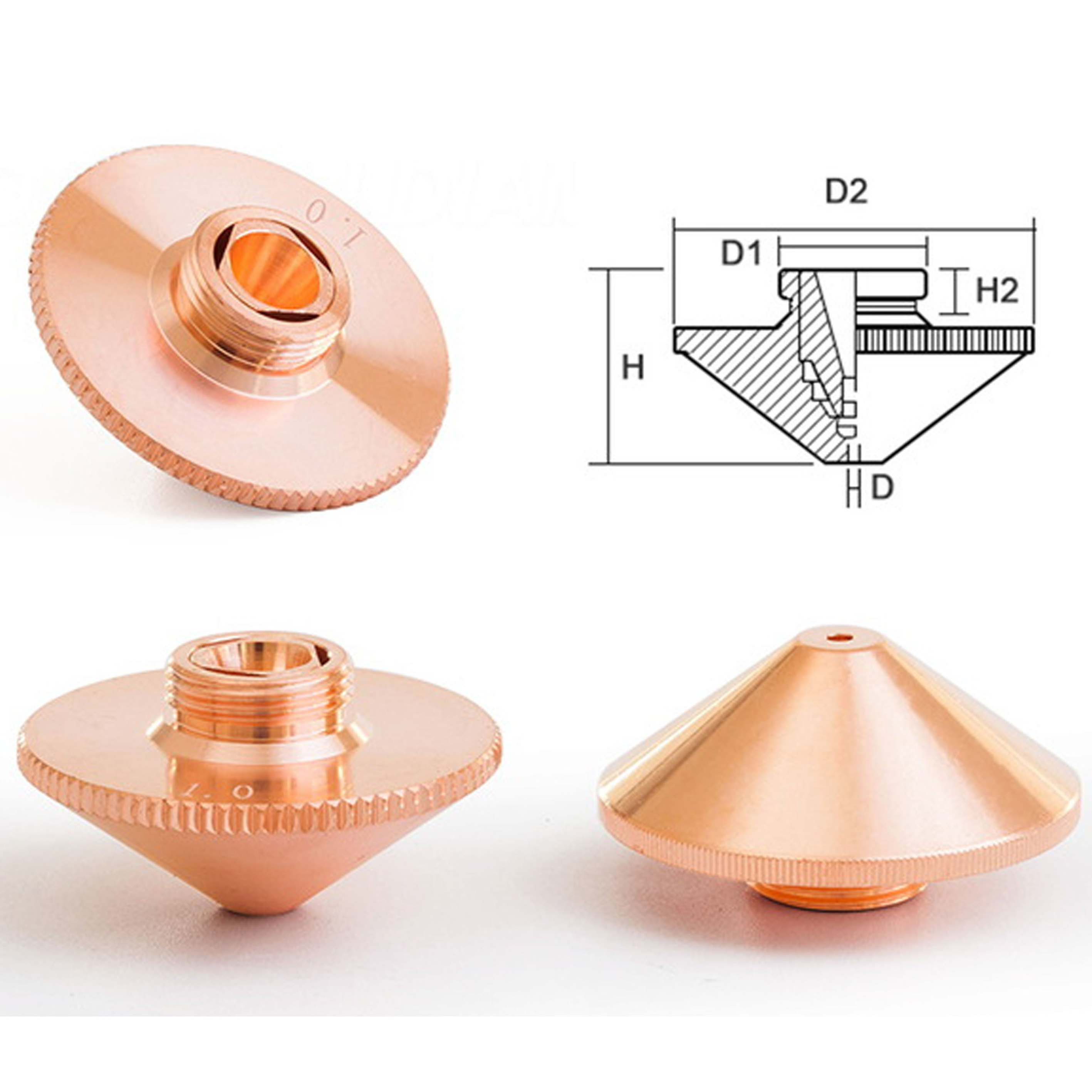 Dia 28mm OEM Fiber laser nozzle precitec copper single double layer laser nozzle for laser cutting machine