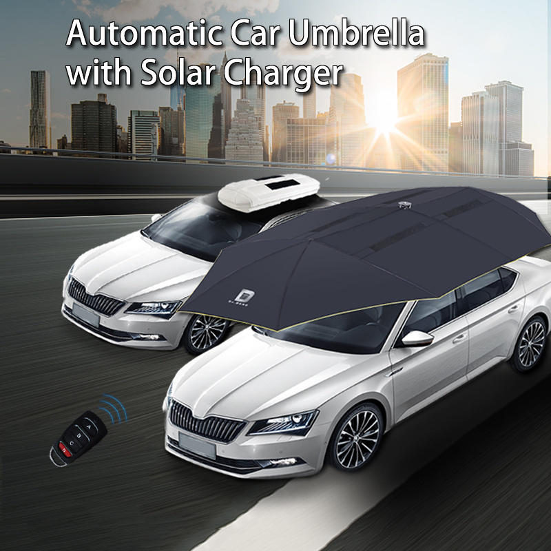 China 4.0M Portable Electric Folding Car Cover Umbrella Sunshade With Remote Control