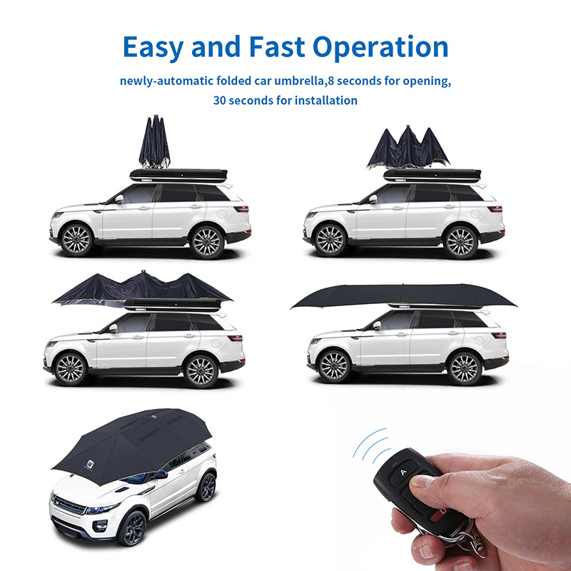 4.2M Black Portable Automatic Car Umbrella Tent Car Covers Electrical Car Umbrella Sun Shade