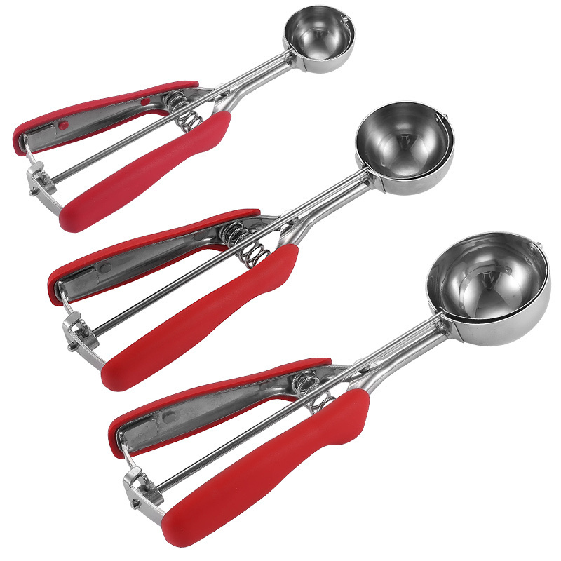 Hot seller eco-friendly ice cream scoop Cookie Scoop for Baking 3pcs Stainless Steel Ice Cream Scoop Set