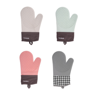 Custom Microwave Heat Resistant Double Cotton BBQ Silicone Oven Mitt Silicon Kitchen Gloves