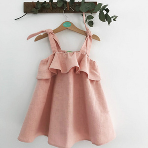 Baby Girl Summer Seaside Beach Skirt Kids Fashion Dress Girl Western Style Backless Skirt Children Linen Plain Skirt Dresses