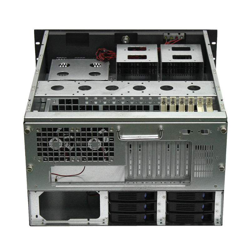 6U Server Chassis  Server Case  Rackmount Case Metal Rack Mount Computer Case with 6 Bays & Fans Pre-Installed