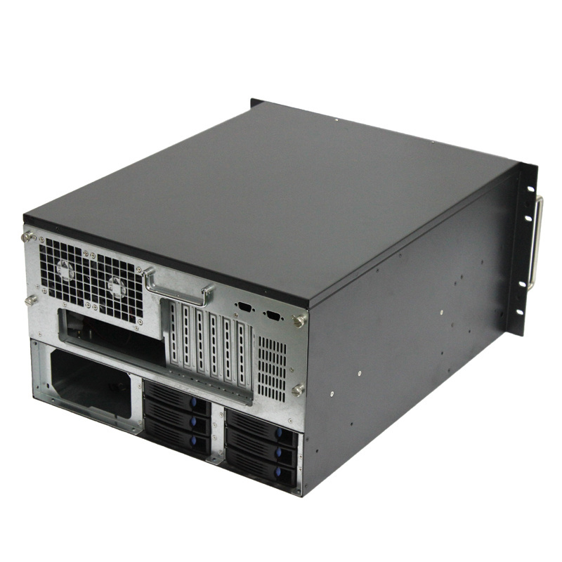 6U Server Chassis  Server Case  Rackmount Case Metal Rack Mount Computer Case with 6 Bays & Fans Pre-Installed