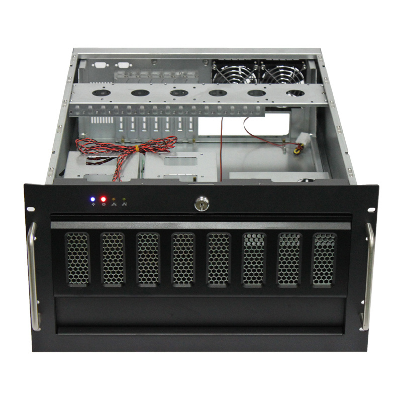 6U Server Chassis  Server Case  Rackmount Case Metal Rack Mount Computer Case with 6 Bays & Fans Pre-Installed