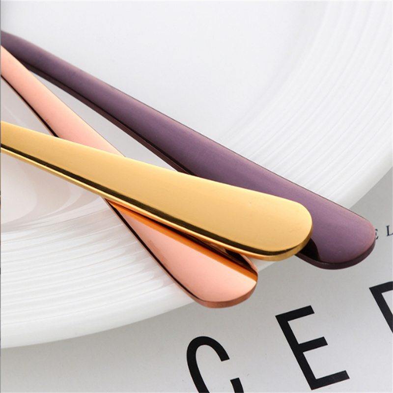 Colorful Mini Teaspoon Luxury Stainless Steel Rose Gold Tea Spoon Small Silver Scoop Mirror Tablespoon Tableware For Party