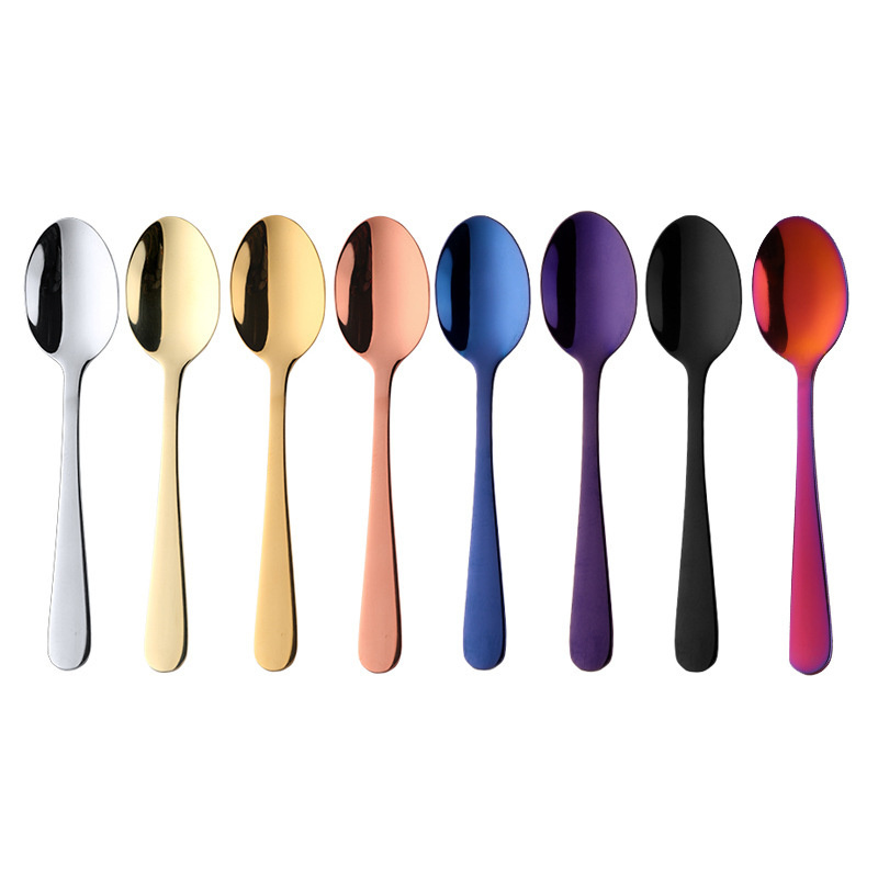 Colorful Mini Teaspoon Luxury Stainless Steel Rose Gold Tea Spoon Small Silver Scoop Mirror Tablespoon Tableware For Party